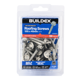 Buildex 12G x 45mm Class 3 Roofing TEKS® Screws with Seal - 50 Pack