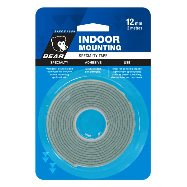 Bear 12mm x 2m White Indoor Mounting Tape