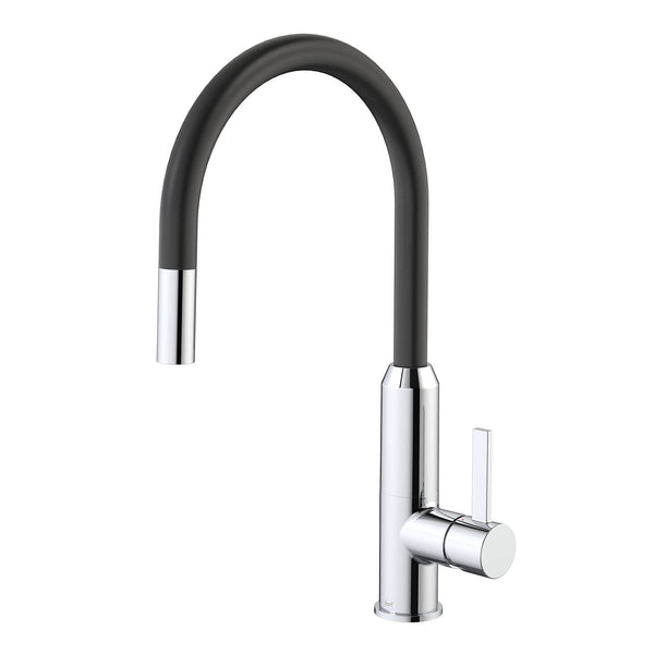 Dorf  Black/Chrome Lead Free Vixen Retractable Sink Mixer