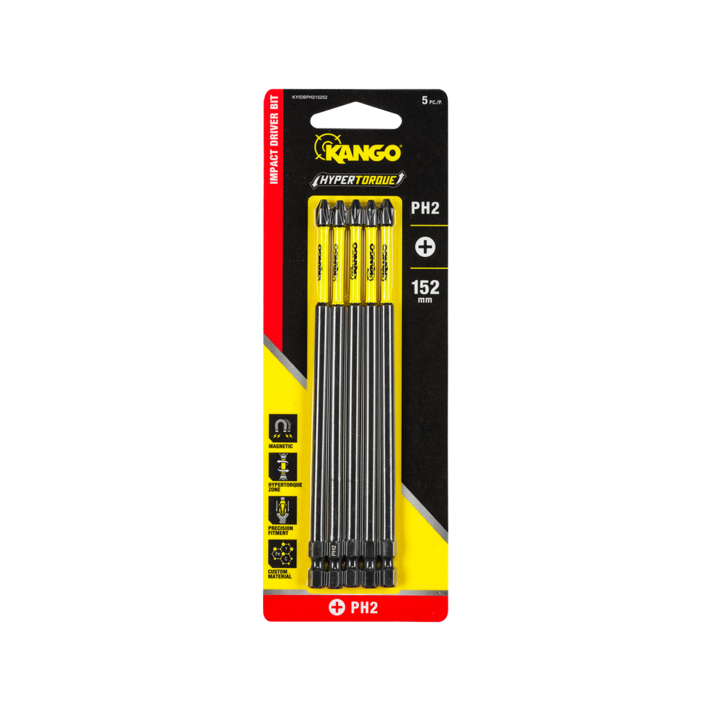 HYPERTORQUE™ 152mm PH2 Impact Driver Bit 5 Pack Hero