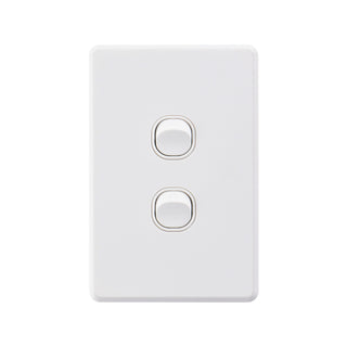 DETA White Gloss S-Line Double Vertical Wall Switch - Gloss White