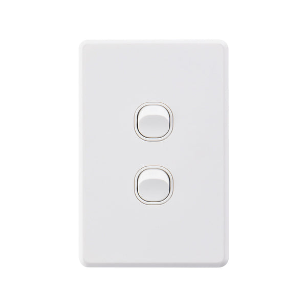 DETA White Gloss S-Line Double Vertical Wall Switch - Gloss White