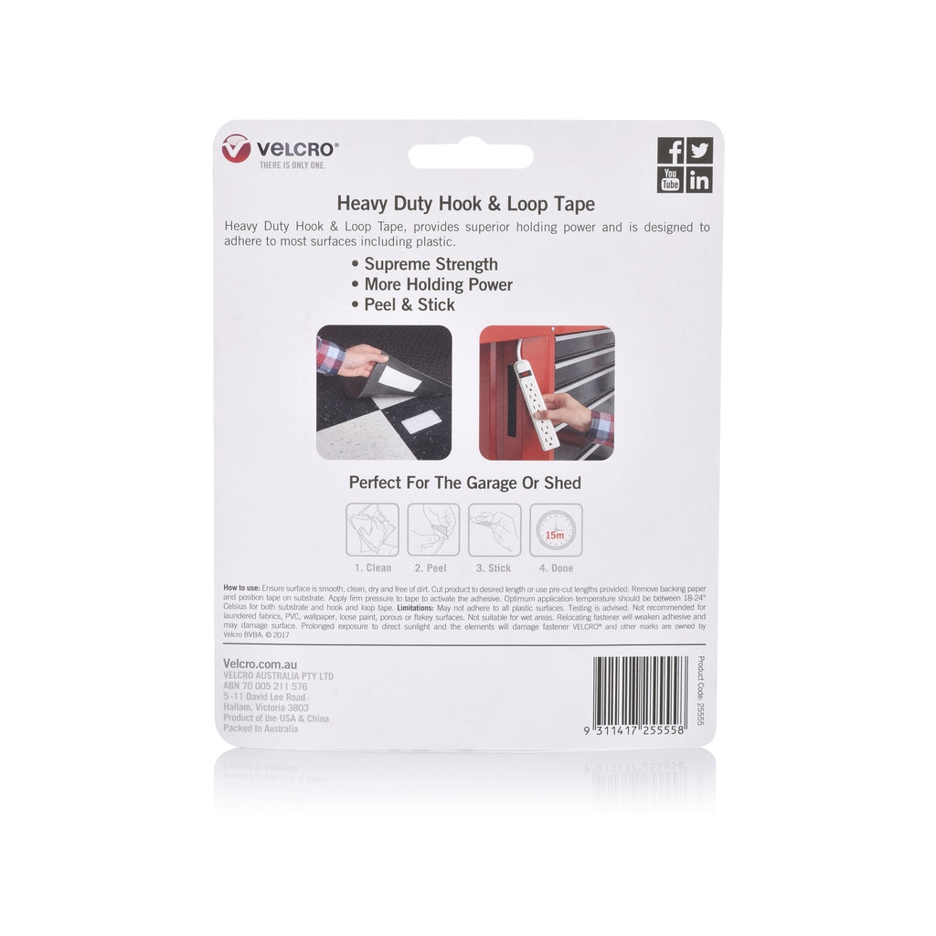 VELCRO Brand 50 x 100mm White Heavy Duty Stick On Tape - 2 Pack - Image 3 of 3