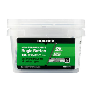 Buildex® 14G x 150mm Class 4 Bugle Batten Screws - 100 pack