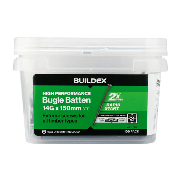 Buildex® 14G x 150mm Class 4 Bugle Batten Screws - 100 pack