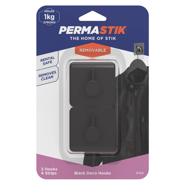 Permastik Matte Black Deco Hooks - 2 Pack