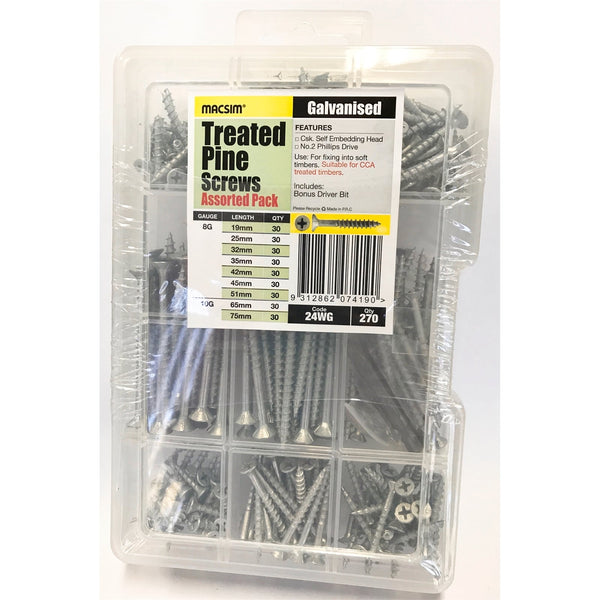 Macsim 270 Piece Assorted Treated Pine Screw Pack