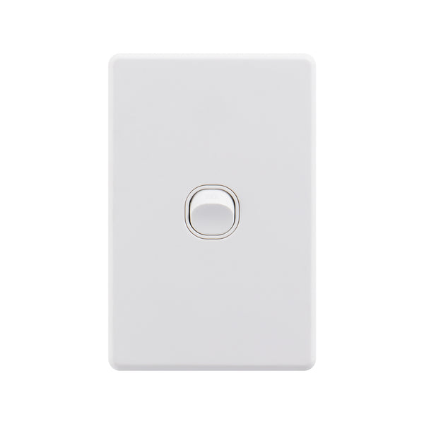 DETA White Gloss S-Line Single Vertical Wall Switch - Gloss White