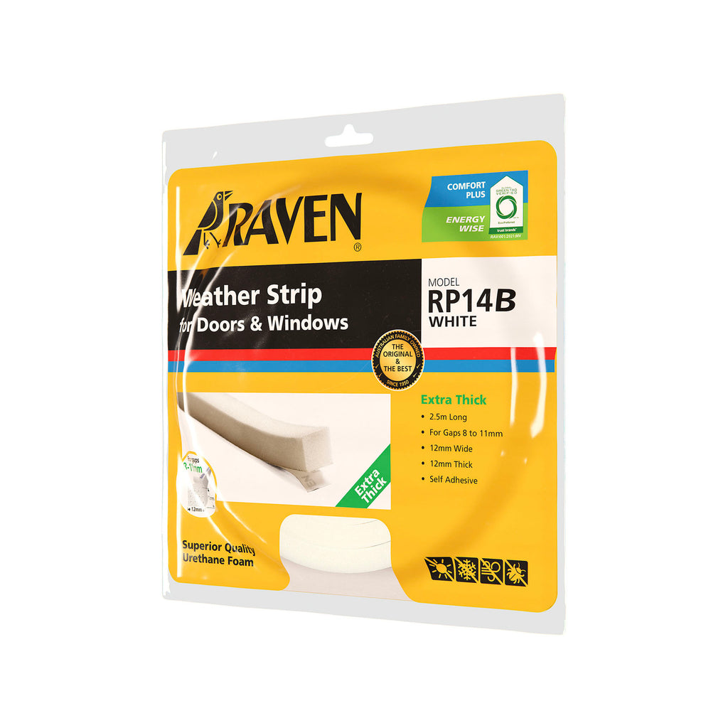 Raven 2500mm White RP14B Self Adhesive Thick Weather Strip - Image 1 of 4