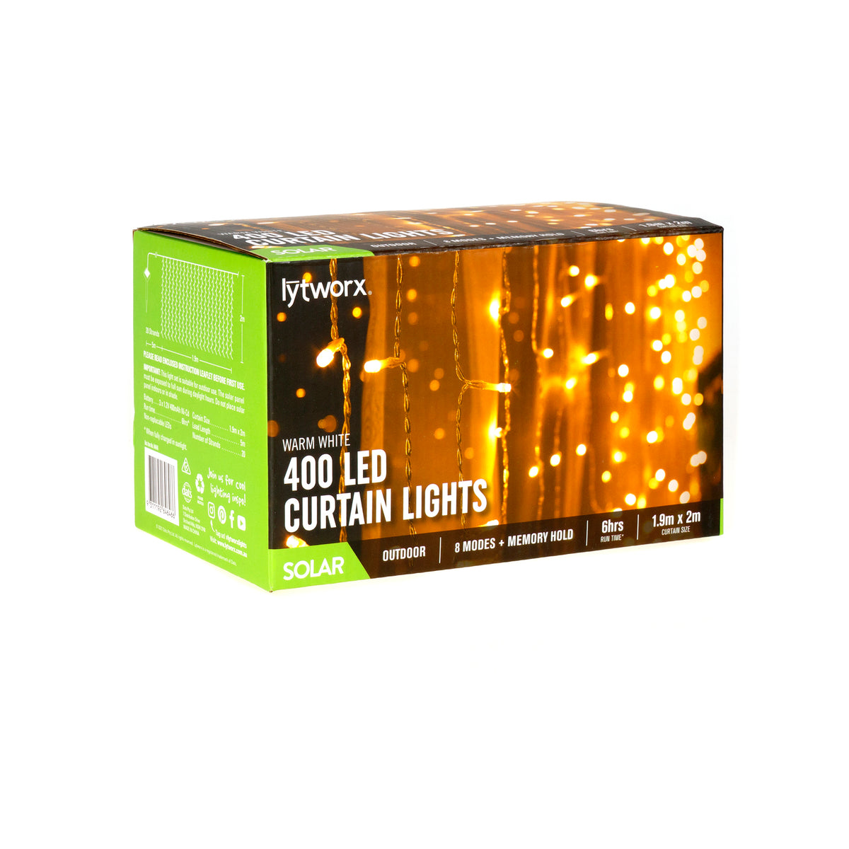 Lytworx Warm White Solar Curtain Lights - 400 Pack - Image 1 of 1