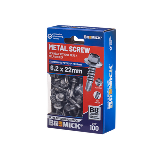 Bremick Metal Hex Screw 6.2 x 22mm B8 BOX 100