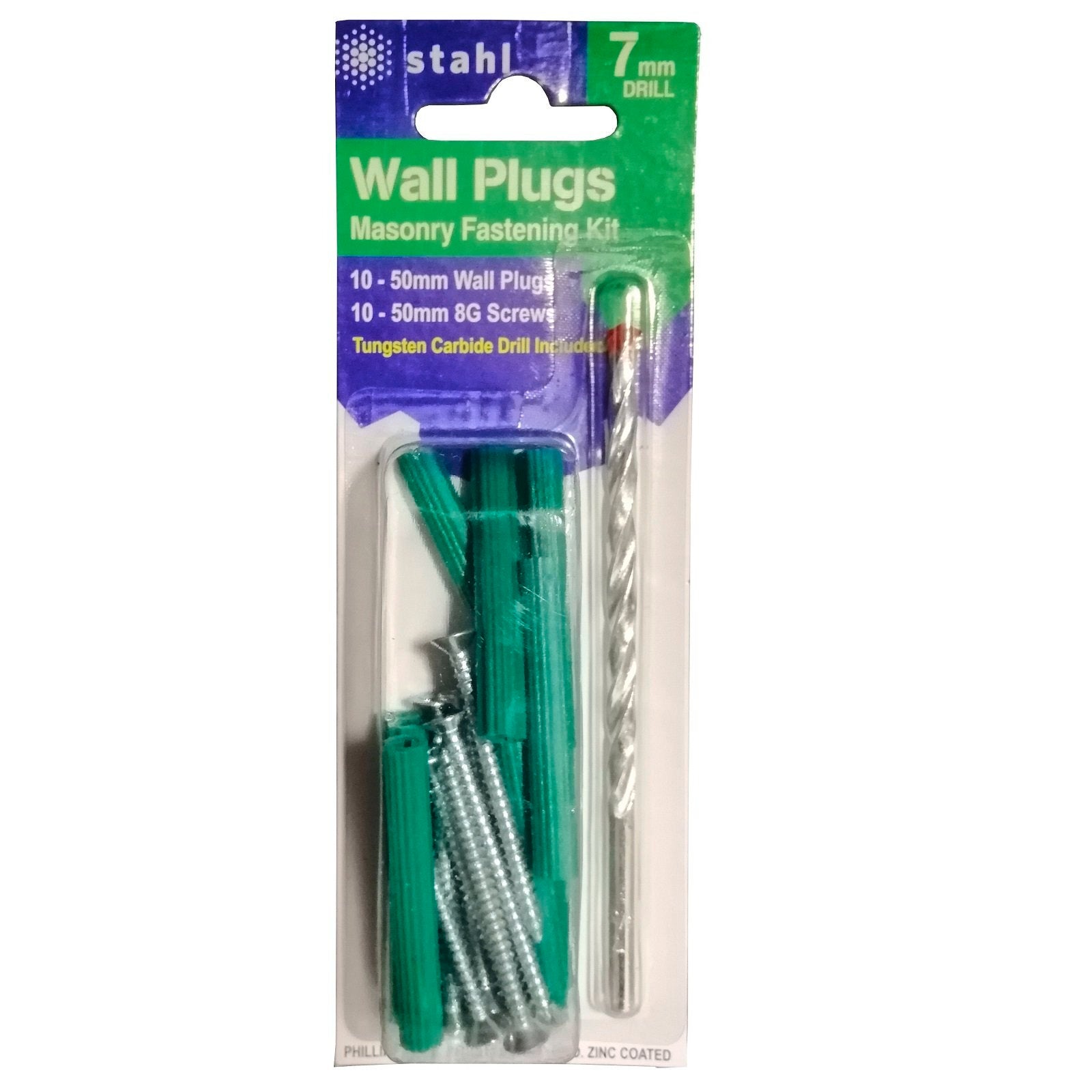 STAHL Masonry Kit 7mm Drill With 50mm Green Wall Plugs - Image 1 of 1