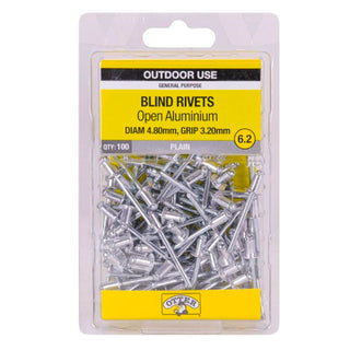 Otter 4.8 x 3.2mm Open Aluminium Blind Rivets - 100 Pack