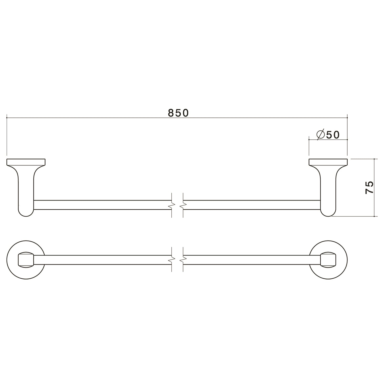 Caroma 800mm Sahara Single Towel Rail - Image 2 of 2