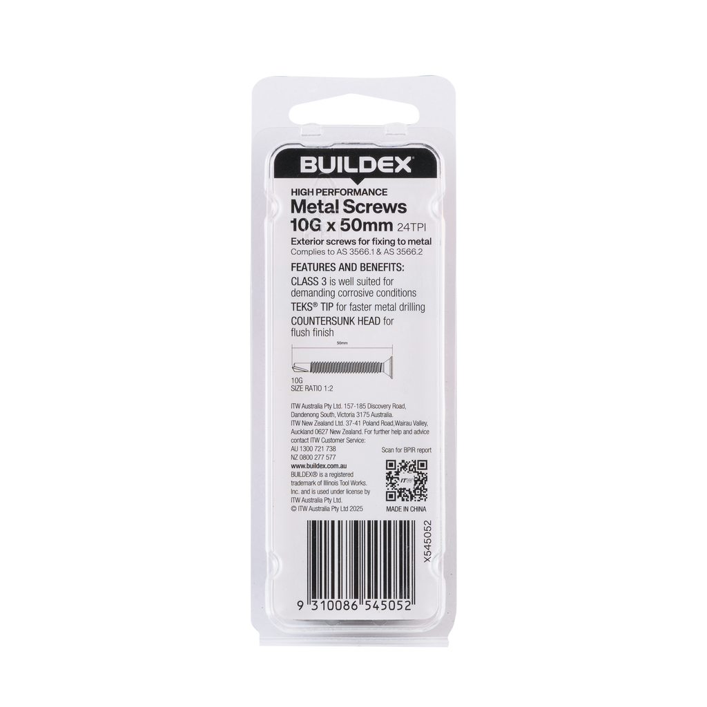 Buildex 10G x 50mm Class 3 Sheet Metal Screws - 12 Pack - Image 2 of 5