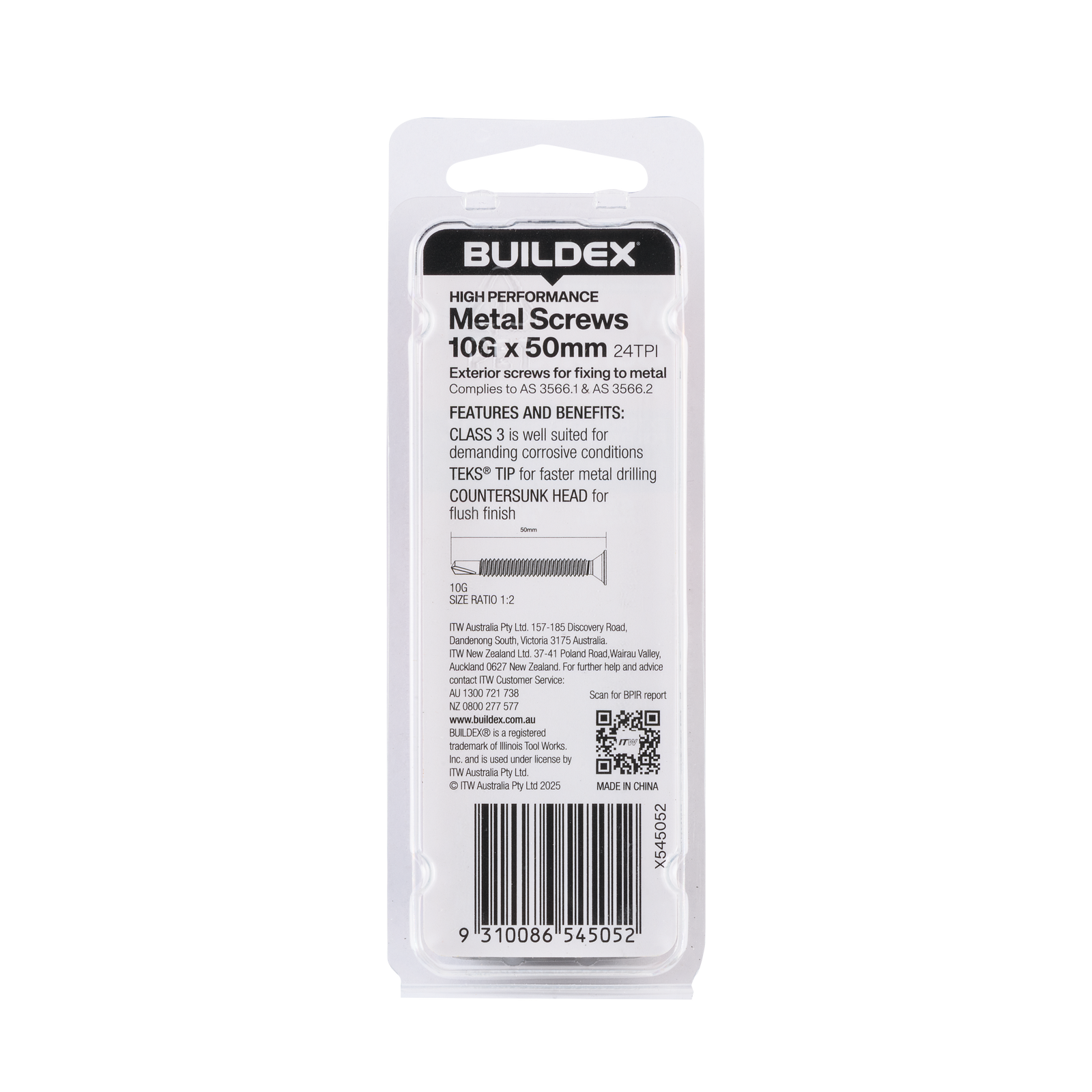 Buildex 10G x 50mm Class 3 Sheet Metal Screws - 12 Pack - Image 2 of 5