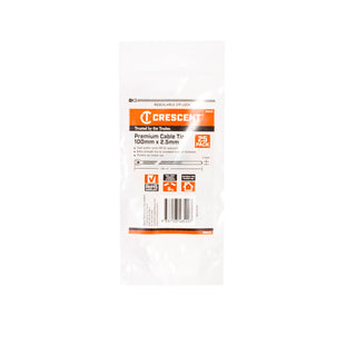 Crescent 100  x 2.5mm Natural Cable Ties - 25 Pack