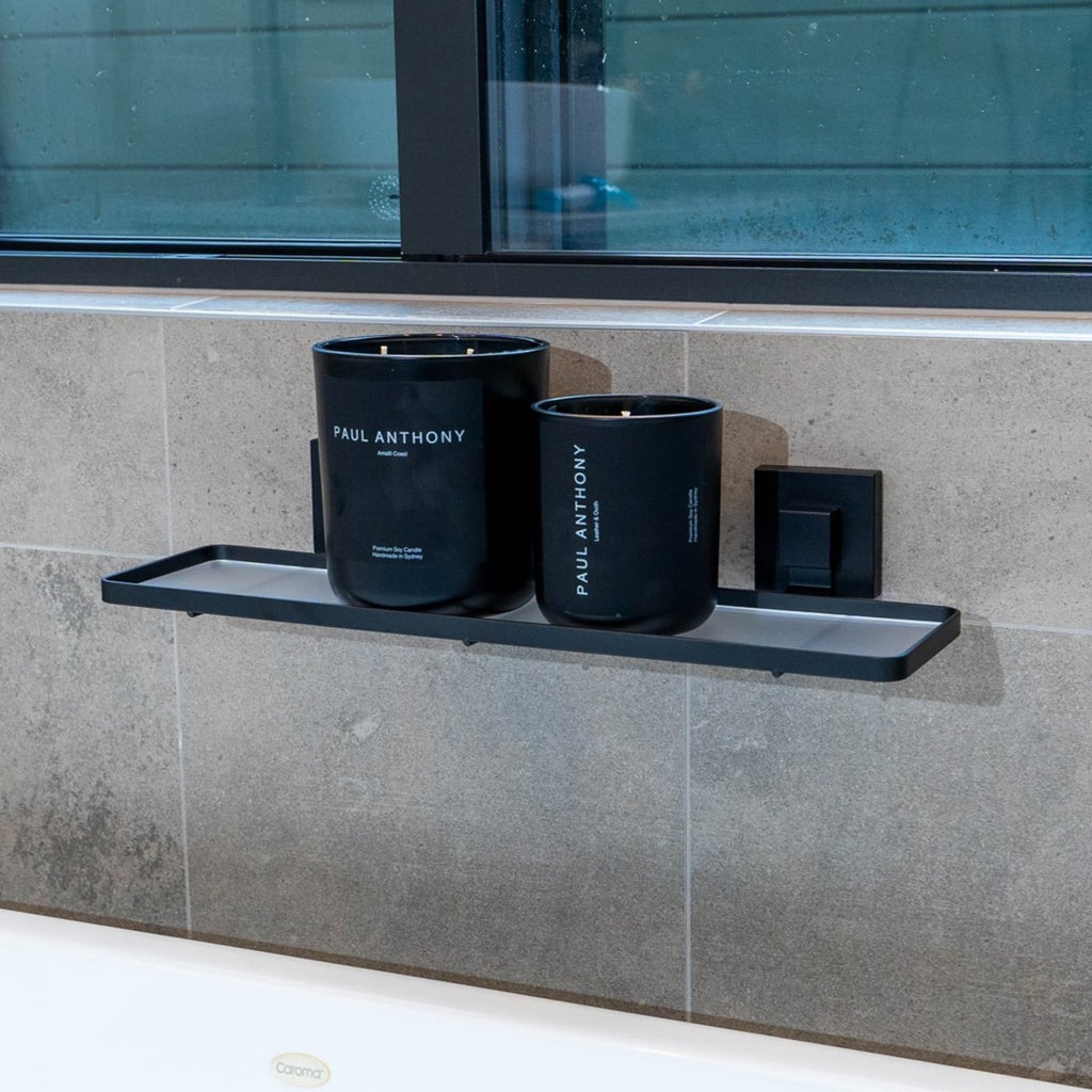 Fusion-Loc 26kg Black Matte Suction Frosted Acrylic Bathroom Shelf - Image 6 of 8