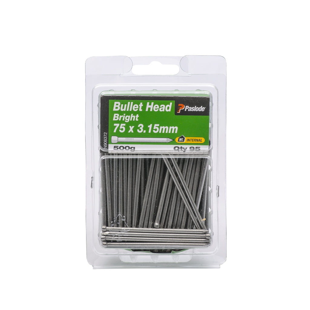 Paslode 75 x 3.15mm 500g Bright Bullet Head Nail - 95 Pack - Image 1 of 2