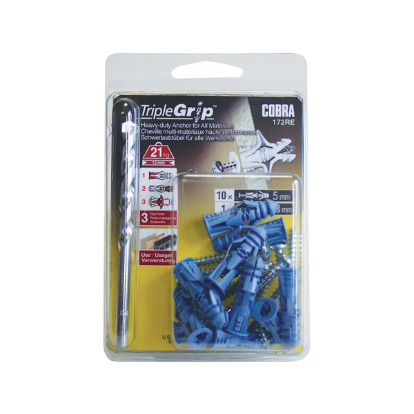 Cobra 5.0mm 172RE Triple Grip Anchor Screws - 10 Pack