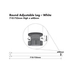 Adoored 40 x 710mm White Round Adjustable Metal Furniture Leg - Image 2 of 8