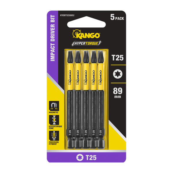 Kango 89mm TX25 Hypertorque Impact Driver Bit - 5 Pack