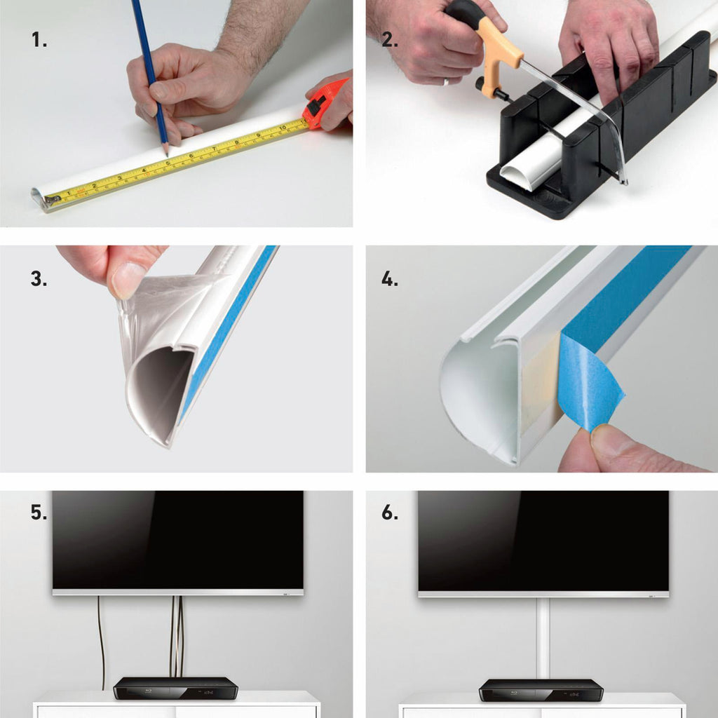 D-Line 50 x 25mm 1m TV Wall Drop Adhesive Cable Management Cover - White - Image 12 of 19