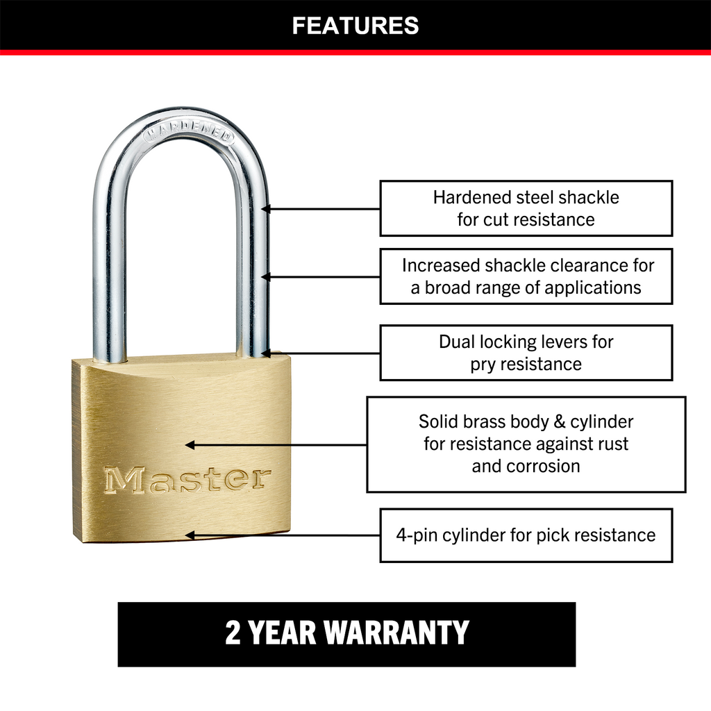 Master Lock 40mm Long Shackle Padlock - 2 Pack - Image 11 of 18