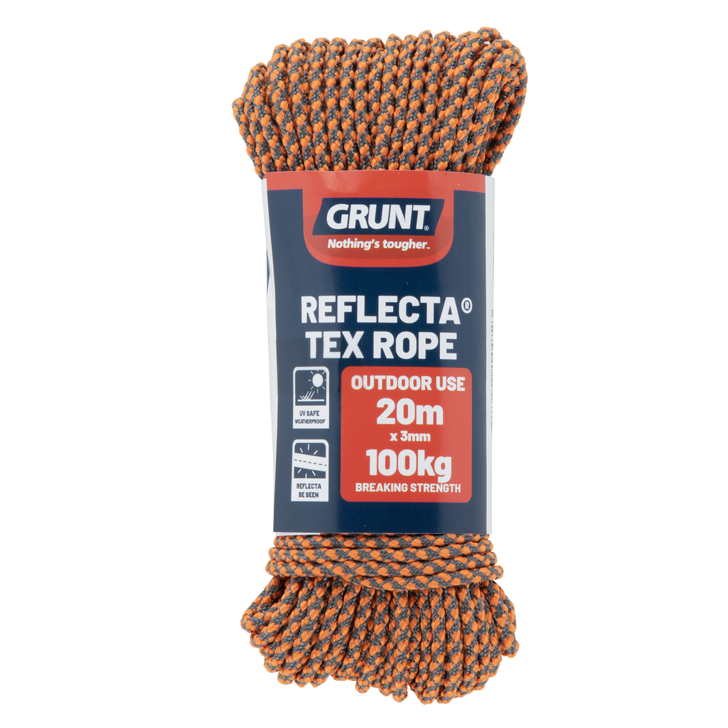 GRUNT 3mm x 20m Orange Textured Reflective Rope - Image 7 of 8