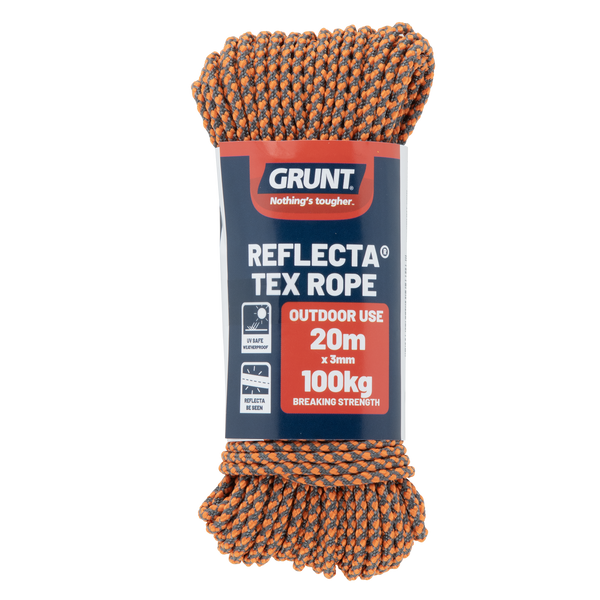 GRUNT 3mm x 20m Orange Textured Reflective Rope