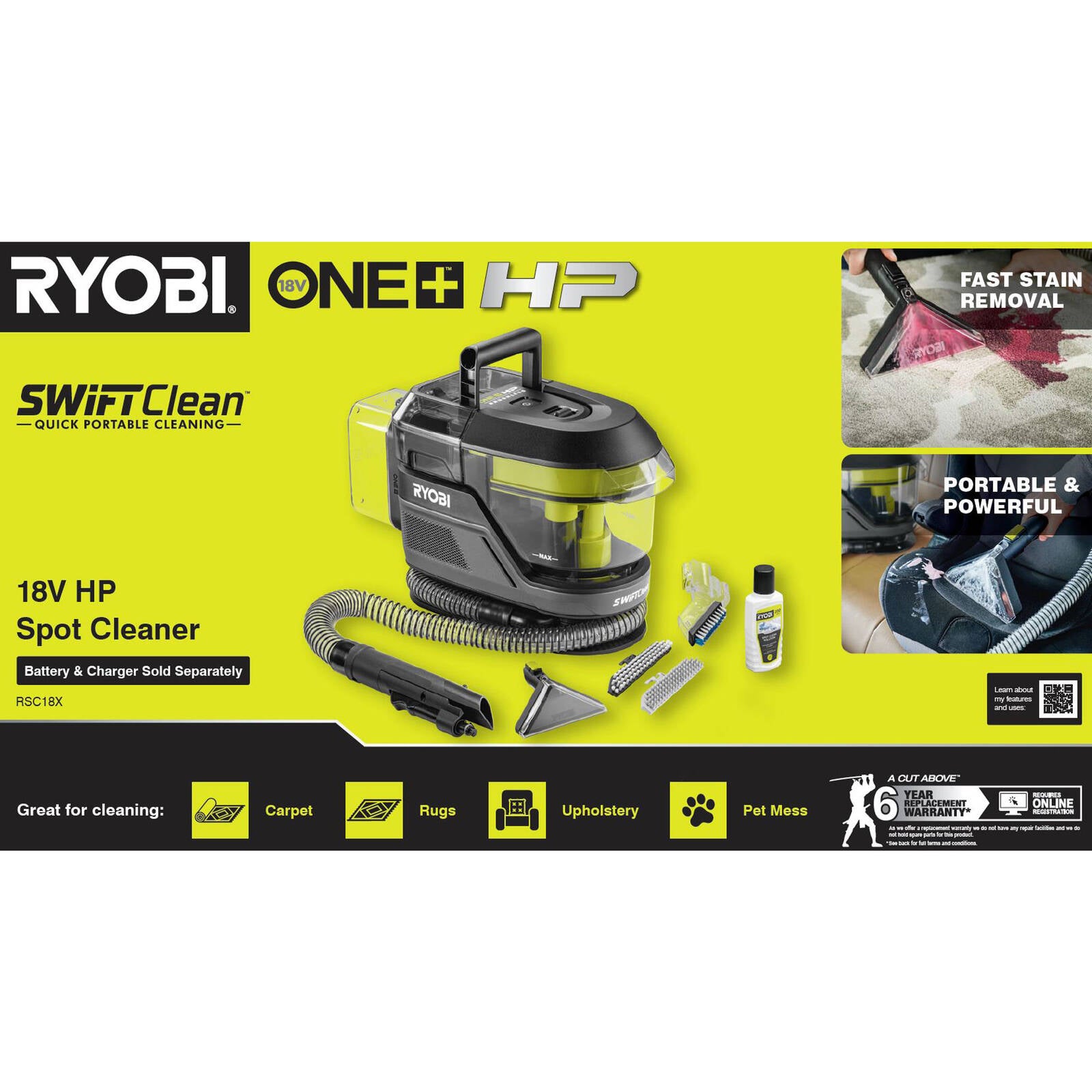 Ryobi 18V ONE+ HP Brushless SWIFTClean Spot Cleaner - Tool Only - Image 8 of 8