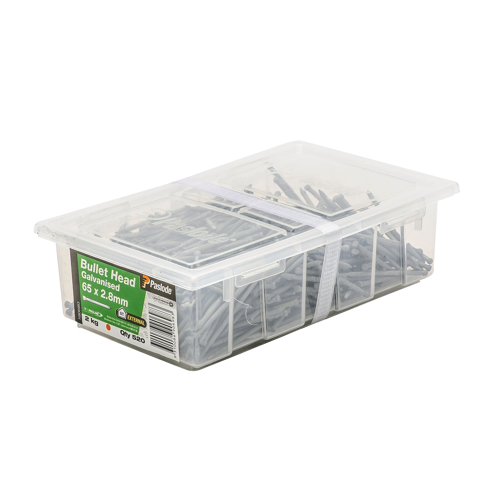 Paslode 65 x 2.8mm 2kg Galvanised Bullet Head Nails - 520 Pack - Image 1 of 1