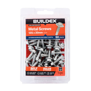 Buildex 12G x 20mm Class 3 Metal TEKS Screws - 50 Pack