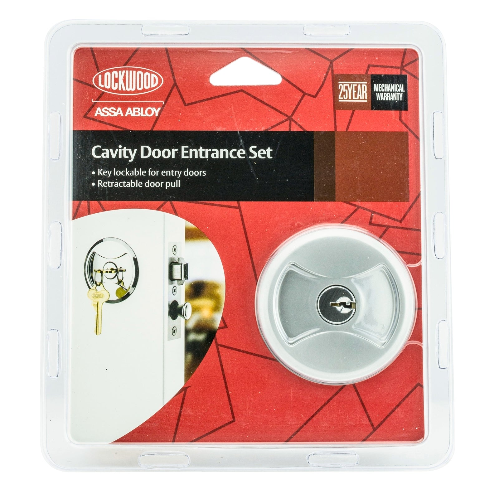 Lockwood Satin Chrome Pearl Symmetry Round Entrance Cavity Sliding Door Set - Image 1 of 1