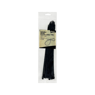 Click 300mm Black Double Headed Cable Tie - 25 Pack