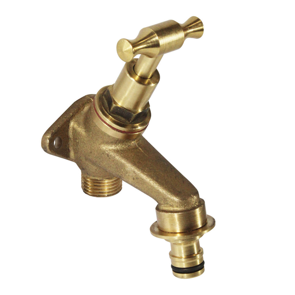 FIX-A-TAP 13mm 1/2" Lead-Free Brass T-Handle Angled Garden Tap 'N' Snap - Image 1 of 3