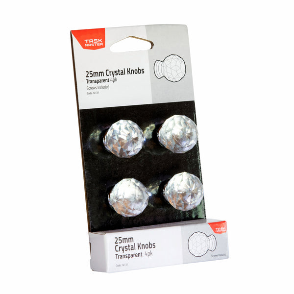 Taskmaster 25mm Crystal Cabinet Knob - Pack of 4