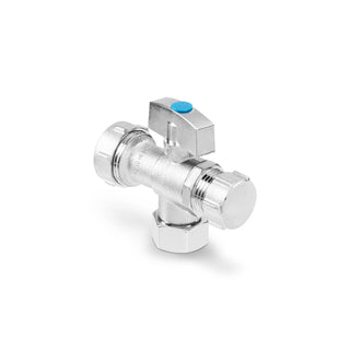Brasshards Loose Nut 2 Way Under Sink Valve 1/4 Turn 20mm x 15mm Chrome Lead Free