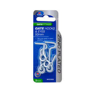 Zenith 50mm Zinc Plated Gate Hooks And Eyes - 2 Pack