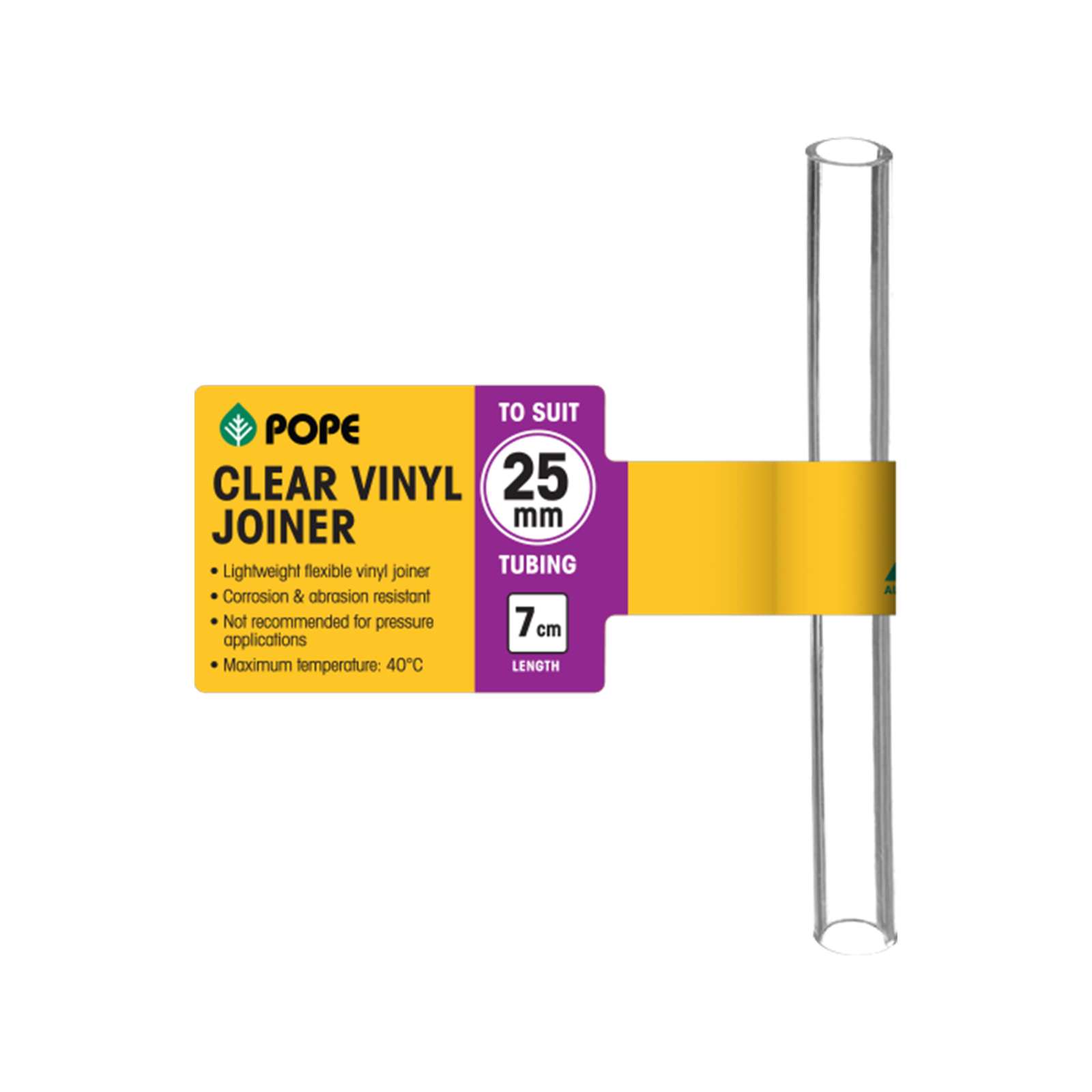 Pope 19mm x 7cm Clear Vinyl Tubing Joiner - Image 1 of 1