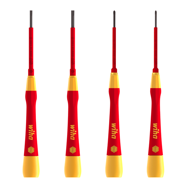 Wiha 4 Piece Precision Screwdriver Set Phillips Slotted VDE Insulated Electric