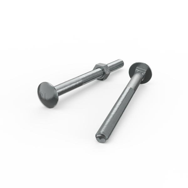 ZENITH M10 x 125mm Zinc Plated Cup Head Bolt and Nut - Each