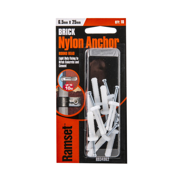 Ramset 6.5 x 25mm Nylon Anchor - 10 Pack