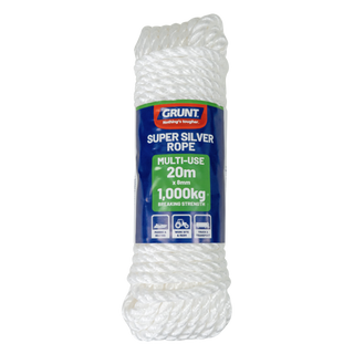 GRUNT 8mm x 20m White Super Silver Rope