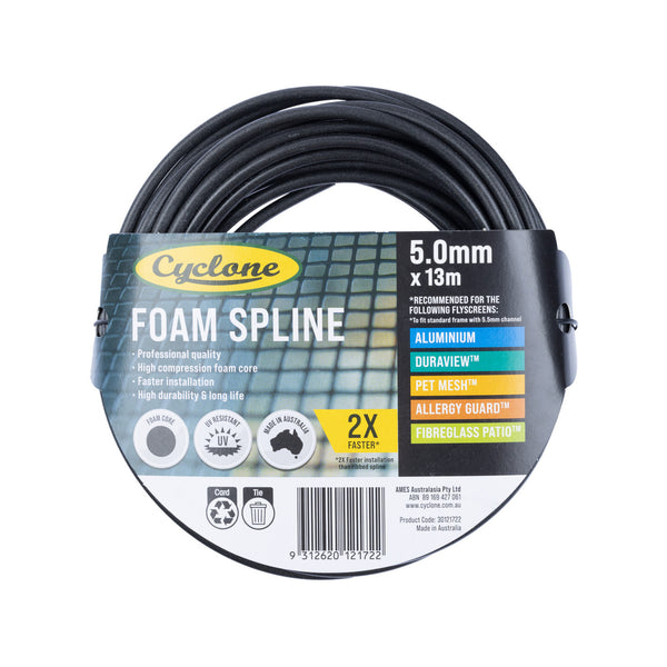Cyclone 5.0mm x 13m Pro Foam Spline - 13m