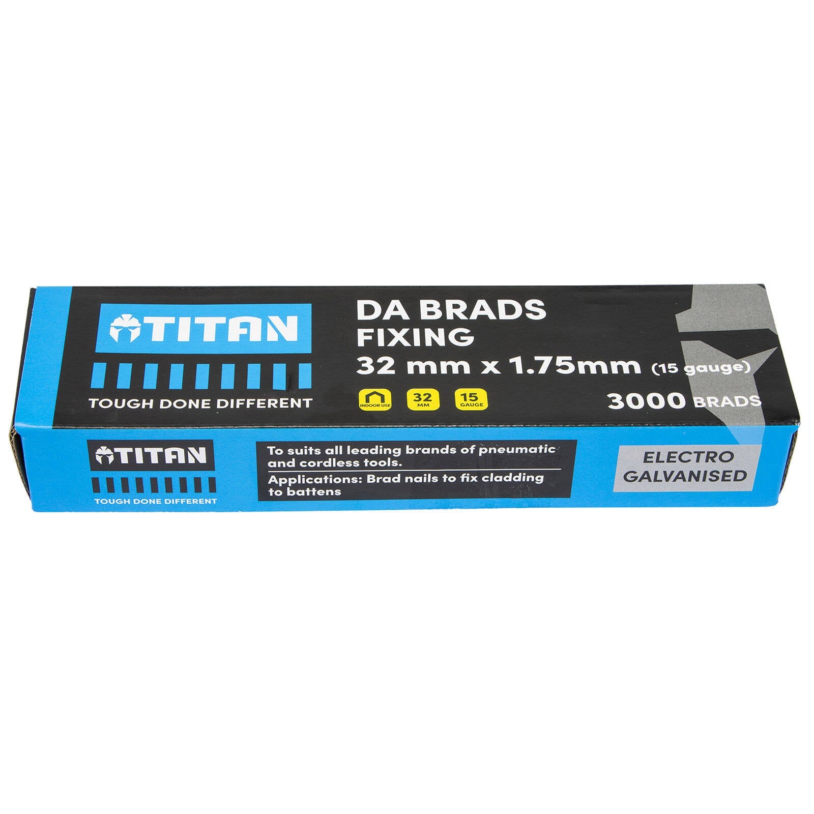 Titan 32x 1.75mm Electro Galvanised 34 Angled Collated Nail DA Brads - Pack 3000 - Image 1 of 5