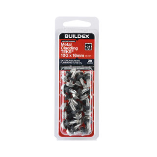 Buildex 10G x 16mm Class 4 Metal Cladding TEKS® Screws with Seal - 20 Pack