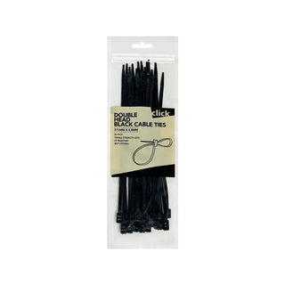 Click 225mm Black Double Headed Cable Tie - 25 Pack
