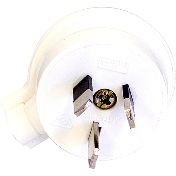 HPM 15A White 3 Pin Electrical Plug Top