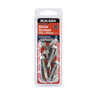 Buildex 12G x 35mm Class 3 Sheet Metal Screws - 12 Pack